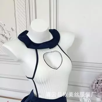 Новый Сексуальный Сексуальный Любовь Полый Чистое Желание Без спины Студенческая Униформа Соблазнение Косплей Комплект average size [recommended 80-60kg]