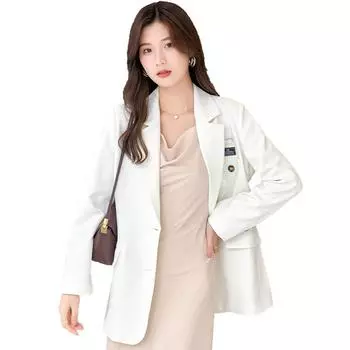 Новый сезонный весенне-осенний облегающий повседневный маленький костюм с длинными рукавами, пиджак, женский костюм S белый