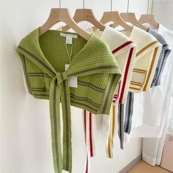 Новый шарф на плечо шаль женский поддельный воротник защита плеч шарф кондиционируемая комната камзол украшение в паре с узлом защиты шеи 44*100cm