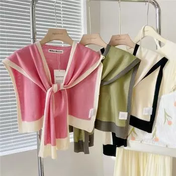 Новый шарф на плечо шаль женский поддельный воротник защита плеч шарф кондиционируемая комната камзол украшение в паре с узлом защиты шеи 46*102cm