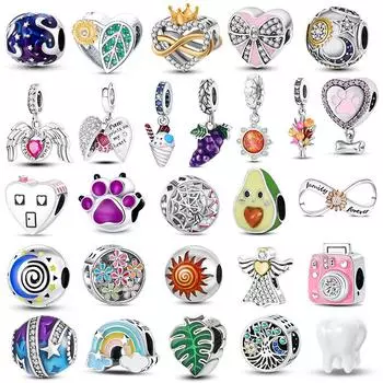 Новый Шарм Бабочка Сердце Лапа Виноградный Паук S925 Бусины Стерлингового Серебра Подходит Оригинальный Браслет Для Женщин DIY Ювелирные Изделия Подарок