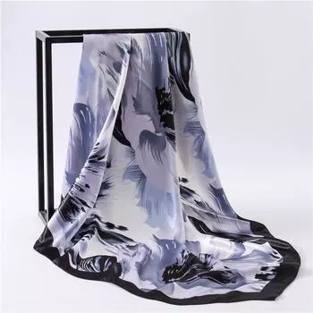 Новый шелковый шарф с принтом, большой хиджаб, модный женский квадратный шарф, повязка на голову для женщин, бандана, женский головной платок, новинка лета