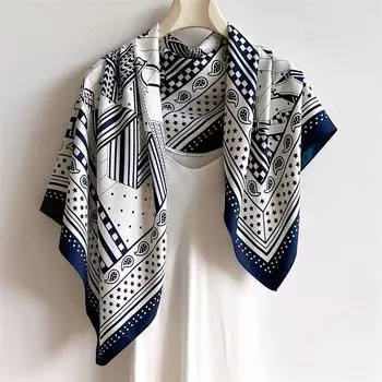 Новый шелковый шарф с узором пейсли 90x90 см, роскошный бренд, дизайнерский платок с принтом для волос, хиджаб, шаль, женская бандана, платок, кашне 90X90cm