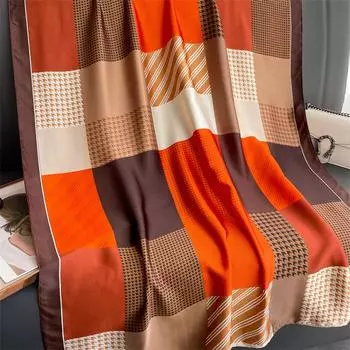 Новый шелковый шарф в клетку «гусиная лапка», дизайнерский хиджаб, мусульманская бандана, шаль, обертывание, шейный платок, аксессуары для одежды, фуляр, шарф-снуд 180x90cm