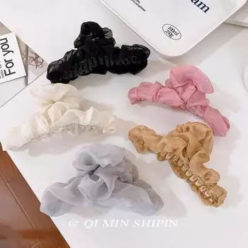 Новый шифоновый однотонный коготь для волос, элегантный пластиковый зажим для волос в виде акулы, зажим для волос, заколка для волос для женщин и девочек, аксессуары для волос, головные уборы