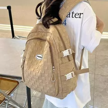 Новый школьный рюкзак для женщин средней школы, однотонный, трехмерный, с ромбовидным узором, для начальной и средней школы single package белый