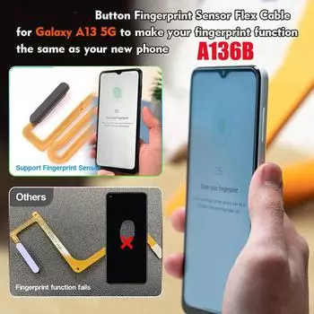Новый шлейф с кнопкой питания и датчиком отпечатка пальца для Samsung Galaxy A13 5G A136B