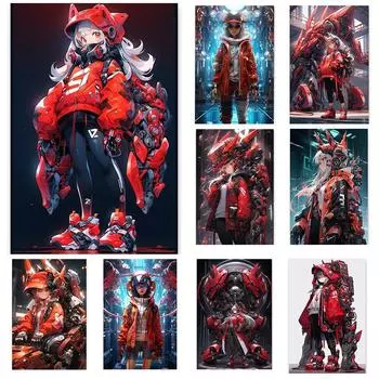 Новый шлем мультфильм девушка 5DDIY алмазная живопись полный круг квадратная мозаика вышивка крестом украшение дома шляпа робот Full Round 20x30CM