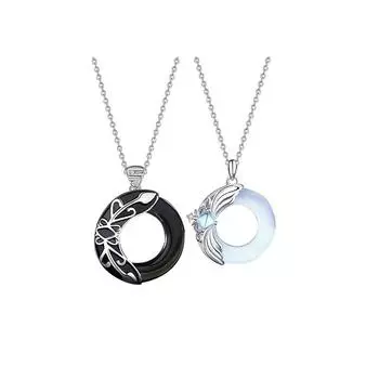 Новый штамп 925 серебро цвет ожерелье для пар мода принцесса и рыцарь кулон ожерелья для женщин мужчин юбилейные ювелирные изделия подарки