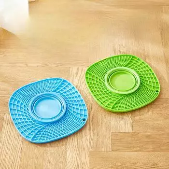 Новый силиконовый коврик для домашних животных, непроливающийся коврик для собак, легко моющийся коврик для кошек с присоской, таз для медленной еды для домашних животных 26.5*26.5*1cm