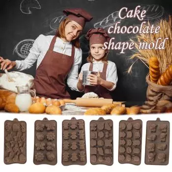 Новый силиконовый шоколад, 6 форм, инструменты для выпечки шоколада, антипригарный силикон