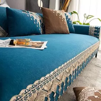 Новый скандинавский чехол для дивана из синели, четырехсезонный универсальный нескользящий чехол для дивана, сиденья, кружевное полотенце для дивана для гостиной, чехол для дивана 70x70 s