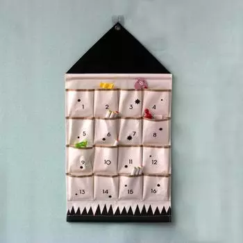 Новый скандинавский холст детская гостиная спальня офис общежитие многофункциональный настенный мешок для хранения вещей большая емкость 16 grids (50 * 95) промывают черный