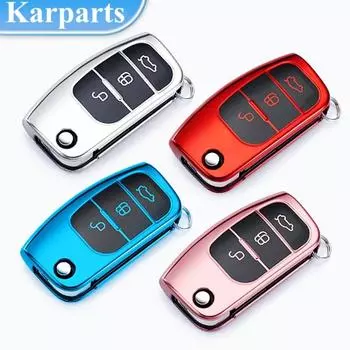 Новый складной чехол для ключей из ТПУ, чехол-брелок, протектор для Ford Focus 2 MK2 Fiesta Mondeo Galaxy Falcon Territory Ecosport красный