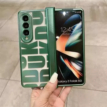 Новый складной чехол с гальваническими петлями для Samsung Galaxy Z Fold 4 5g Z Fold 2 3 4 Tidal Current с защитной пленкой для экрана For Galaxy Z Fold 3 розовый