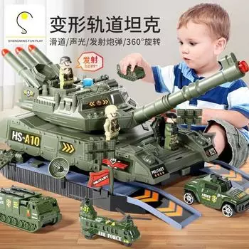 Новый скользящий звук и свет гусеничный танк динамический звуковой эффект детская имитационная военная модель игрушечная машина темно-зеленого