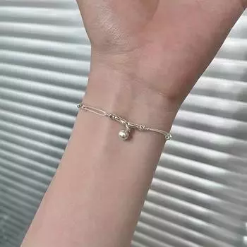 Новый сломанный серебряный браслет в бамбуковых соединениях плетеный браслет с подвеской-колокольчиком браслет женский подарок