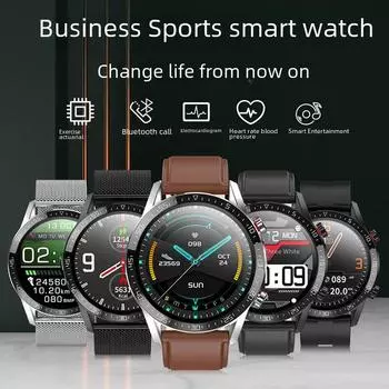 Новый смарт-браслет L13 с функцией измерения пульса, ЭКГ, артериального давления, контроля уровня кислорода и функцией звонков по Bluetooth. Leather чёрный