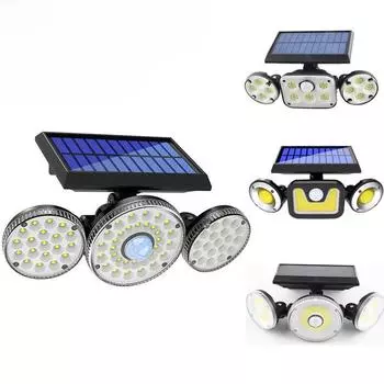 Новый солнечный настенный светильник 78LED, индукционный садовый светильник с эффектом человеческого тела, уличный водонепроницаемый настенный светильник с тремя головками