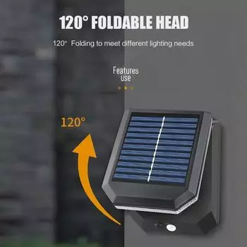 Новый солнечный настенный светильник с датчиком движения 120°, регулируемый водонепроницаемый светодиодный светильник на солнечной энергии для украшения сада, аварийный солнечный светильник