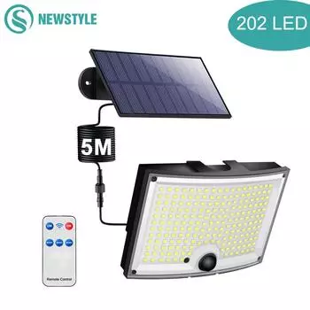 Новый солнечный светильник на открытом воздухе 202/256 светодиодная лампа супер яркий датчик движения водонепроницаемый 3 рабочих режима прожектор солнечный для сада Securi