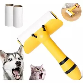 Новый современный дизайн в виде пчелы, роликовая щетка для удаления липкости для домашних животных, щетка для одежды, щетка для кошачьей шерсти, 60 шт., роликовая щетка для кошачьей шерсти, ворс 60 pieces жёлтый