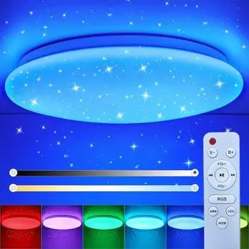 Новый современный потолочный светильник RGB с регулируемой яркостью и интеллектуальным пультом дистанционного управления - идеальная декоративная лампа для спальни и гостиной - 220 В