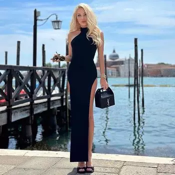 Новый Сплит с завышенной талией и бретелькой на бретельках без рукавов S чёрный