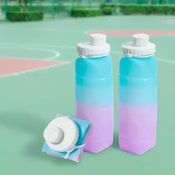 Новый спортивный чайник с градиентом, пищевой силиконовый складной стаканчик, мини-портативная карманная крышка, PP600 мл 600ml