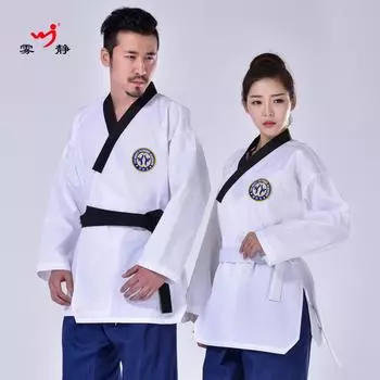 Новый спортивный костюм Wujing KT для взрослых и детей, костюм для тхэквондо, тренировочный костюм, костюм для соревнований и может быть добавлен L белый