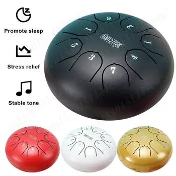 Новый стальной язычковый барабан 6 дюймов 8 нот барабан дождя ручной пан барабан с сумкой для переноски барабанные палочки нотная книга звуковые лечебные инструменты золотой