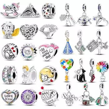 Новый Стерлингового Серебра 925 Ангел Бриллианты Рождественская Елка Бусины Подвески Подходит Оригинальный Браслет Ожерелье Женщины Изготовление Ювелирных Изделий