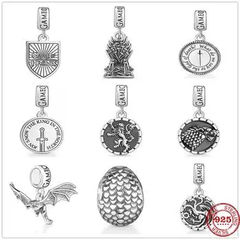 Новый Стерлингового Серебра 925 Дракон Яйцо Дракона кресло Подвеска Шарм Бусины Подходит Оригинальный Модный Браслет Висячие Подвески DIY Ювелирные Изделия