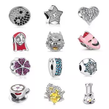 Новый Стерлингового Серебра 925 Европейская Звезда Цветок Diy Из Бисера Подходит Модный Браслет-Подвеска для Женщин Изготовления Ювелирных Изделий