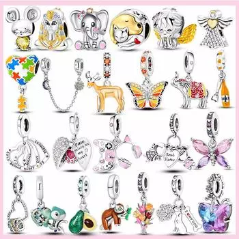 Новый Стерлингового Серебра 925 пробы бабочка для мальчиков и девочек бусина слон ангел подвеска 925 оригинал для браслетов ювелирные изделия кулон