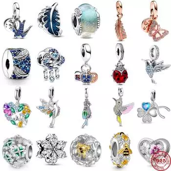 Новый стерлингового серебра 925 пробы Колибри Ласточка Лист Весна подвески для темперамента браслет и ожерелье Валентина