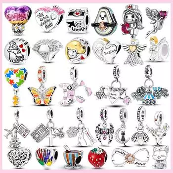 Новый стерлингового серебра 925 пробы, подвеска в форме ангела, Древо жизни, бусины в виде сердца для мальчиков и девочек, подвески в форме сердца для оригинального браслета, ювелирных изделий