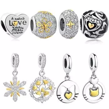 Новый стерлингового серебра 925 пробы, семейное дерево, сердце, сделай сам, золотой кот, бусина, подходят Подвески, серебро 925, оригинальный браслет, женские ювелирные изделия