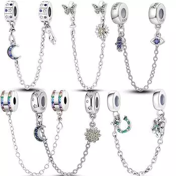 Новый Стерлингового Серебра 925 Силиконовая Бесконечность Солнцезащитная Цепочка Подвески Бусины Подходит Браслет Для Женщин Модные Ювелирные Изделия