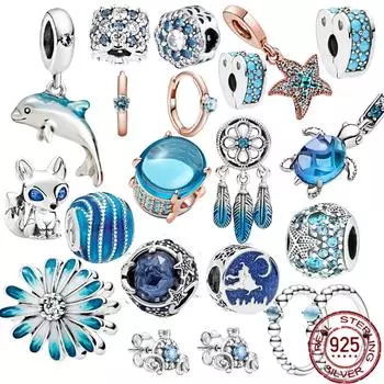 Новый Стерлингового Серебра 925 Синий Фонарь Солнце Подвеска Любовь Семья Навсегда Шарик Подходит Подвески Браслет Diy Женщины Ювелирные Изделия Бусы