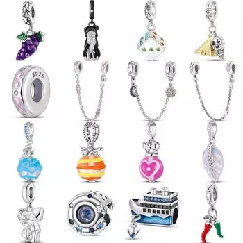Новый Стерлингового Серебра 925 Звезды Луна Виноградные Кости Пирамида Корабль Модные Бусины Подходит Подвески Браслет Изготовление Ювелирных Изделий