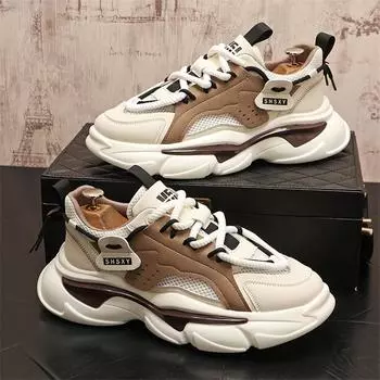 Новый стиль 2024 года, кроссовки из натуральной кожи из денима для мужчин, обувь для скейтбординга на платформе, уличная одежда для подростков в стиле хип-хоп, Zapatos Hombre 38 бежевый