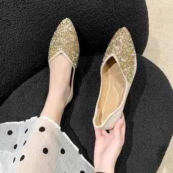 Новый стиль, элегантные лоферы с острым носком и мелким горлом, украшением из жемчуга и блесток, удобная легкая женская обувь на плоской подошве с мягкой подошвой 35