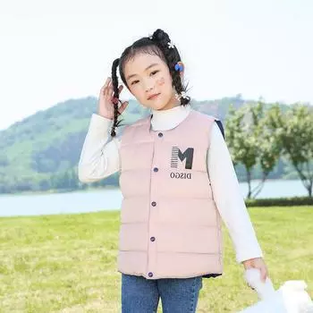 Новый стиль эксклюзивного осенне-зимнего жилета из хлопка для больших детей для мальчиков и девочек, который можно носить как внутри, так и снаружи. 120 красный