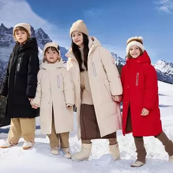 Новый стиль экстремально холодные куртки для мальчиков и девочек, хлопковая куртка средней длины длиной до колена для родителей и детей, средняя 120cm
