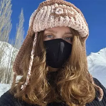 Новый стиль Балаклава ручной вязки для мужчин и женщин, пуловер, шапка, ветрозащитная маска, интегрированная шапка для защиты шеи Adult 57-59cm