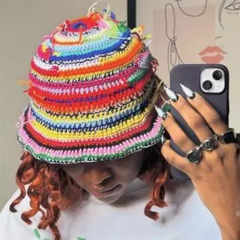 Новый стиль Балаклава ручной вязки для мужчин и женщин, пуловер, шапка, ветрозащитная маска, интегрированная шапка для защиты шеи Adult 57-59cm