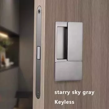 Новый стиль безручечный плоский замок современная спальня магнитная утопленная дверная ручка бесшумный Push And Pull невидимый раздвижной дверной замок black-Keyless чёрный