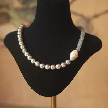 Новый стиль, бирюзовое модное нишевое жемчужное ожерелье из искусственного жемчуга в стиле барокко, цветное ожерелье из бисера 51cm-60cm