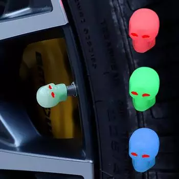 Новый стиль черепа светящийся колпачок клапана автомобиля мотоцикла велосипеда колеса клапаны форсунки колпачки декор шин ночное светящееся покрытие форсунки инструменты